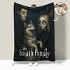 Custom Gothic Family Portrait from Photo Personalized Fleece Blanket, Halloween Decor