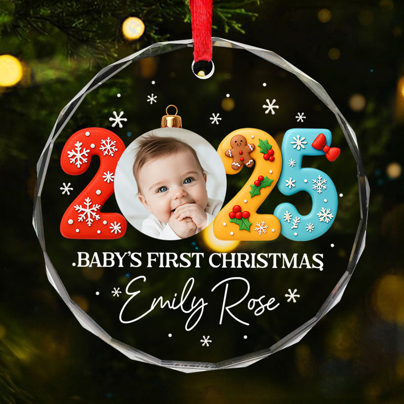 Custom Baby First Christmas Ornament 2025 - Personalized Glass Ornament - Baby Keepsake Gift, Newborn Gift, Personalized Photo Ornament