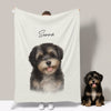 Custom Watercolor Portraits Using Pet Photo Personalized Fleece Blanket, Gift for Dogs Cats Lovers, Pet Lover Gift
