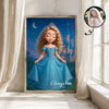 Blue Princess Art from Photo Personalized Poster for Kids, Birthday, Christmas Gift for Daughter, Granddaughter