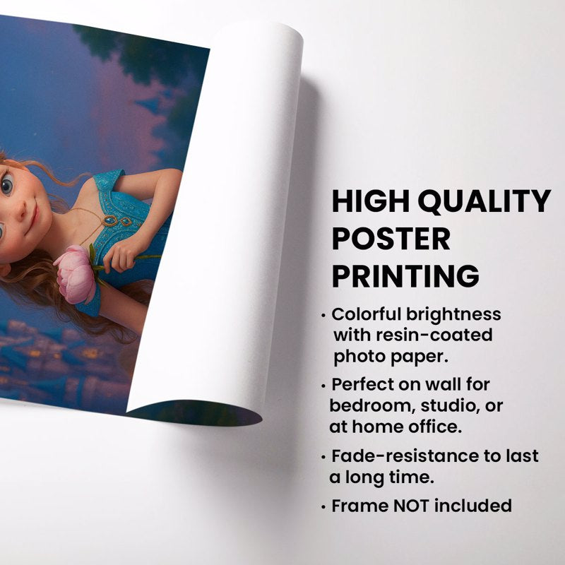 Blue Princess Art from Photo Personalized Poster for Kids, Birthday, Christmas Gift for Daughter, Granddaughter