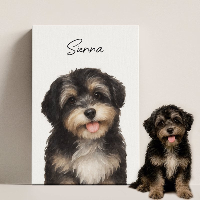 Custom Watercolor Portraits Using Pet Photo Personalized Canvas, Gift for Dogs Cats Lovers, Pet Lover Gift