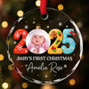 Custom Baby First Christmas Ornament 2025 - Personalized Glass Ornament - Baby Keepsake Gift, Newborn Gift, Personalized Photo Ornament