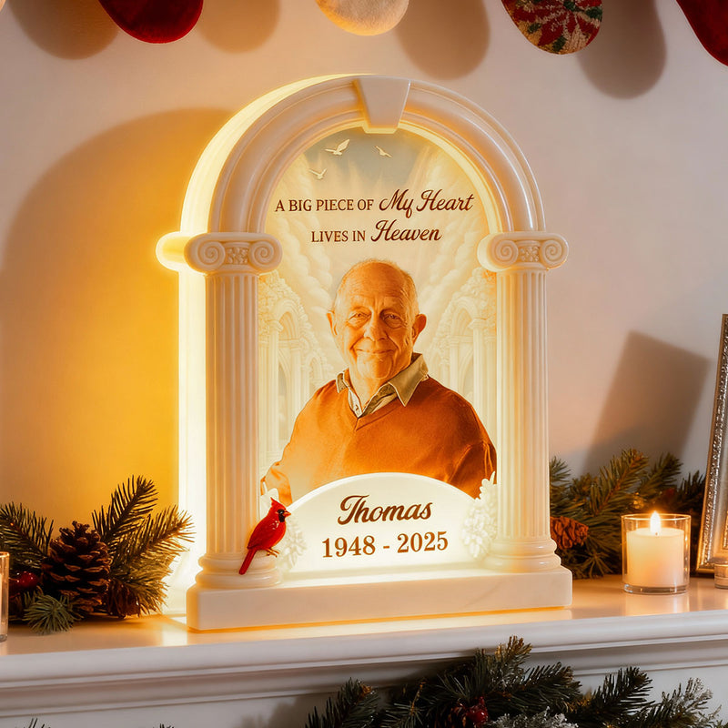 Big Piece Of My Heart Lives In Heaven Custom Photo - Personalized Light Box - Memorial Keepsake For Family
