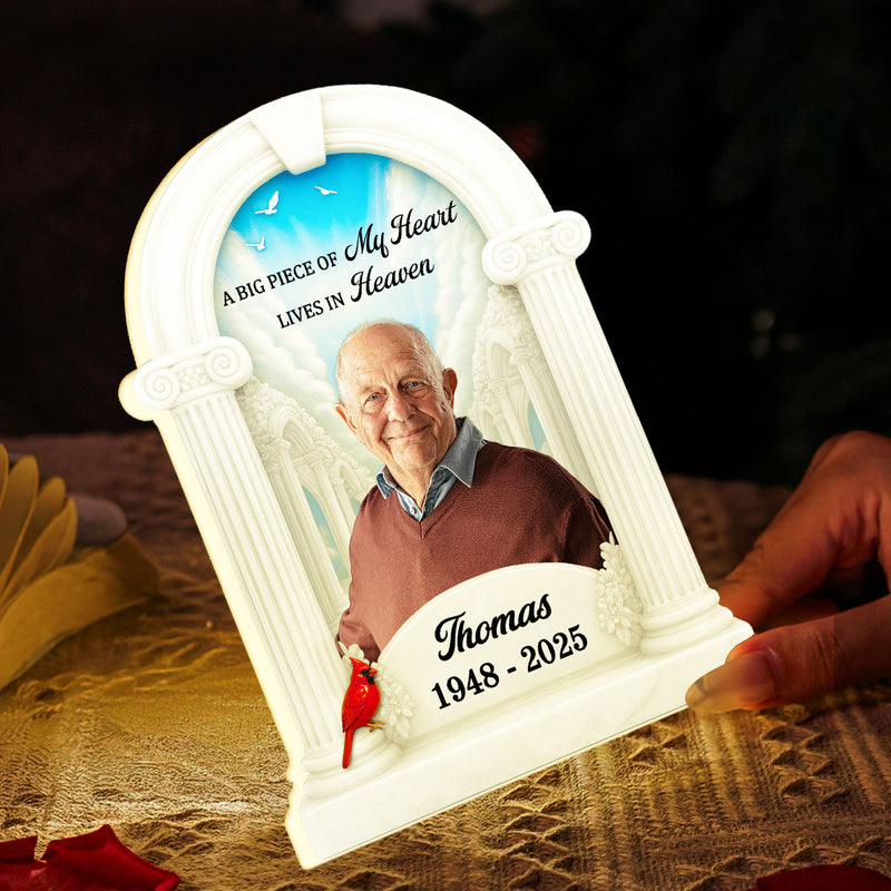 Big Piece Of My Heart Lives In Heaven Custom Photo - Personalized Light Box - Memorial Keepsake For Family