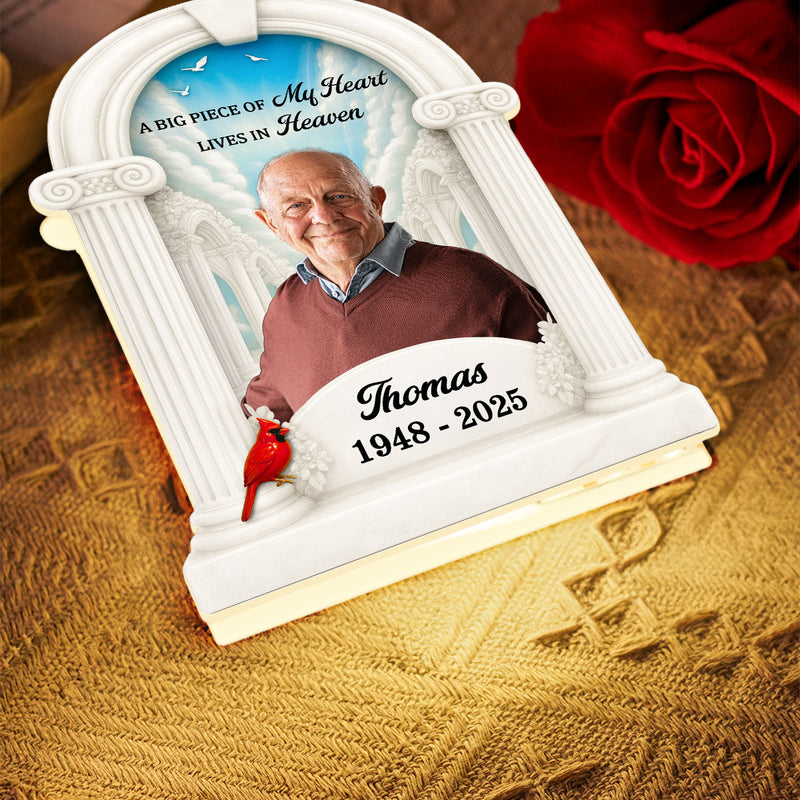 Big Piece Of My Heart Lives In Heaven Custom Photo - Personalized Light Box - Memorial Keepsake For Family