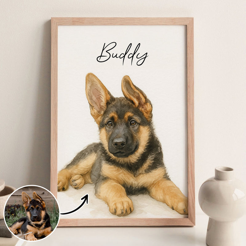 Custom Watercolor Portraits Using Pet Photo - Personalized Poster - Gift for Dogs Cats Lovers, Pet Lover Gift