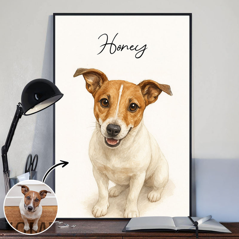 Custom Watercolor Portraits Using Pet Photo - Personalized Poster - Gift for Dogs Cats Lovers, Pet Lover Gift