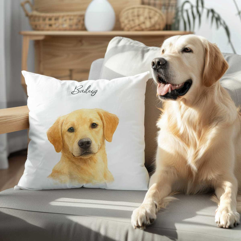 Custom Watercolor Portraits Using Pet Photo Personalized Pillow, Gift for Dogs Cats Lovers, Pet Lover Gift
