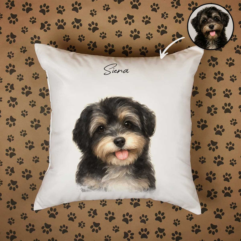 Custom Watercolor Portraits Using Pet Photo Personalized Pillow, Gift for Dogs Cats Lovers, Pet Lover Gift