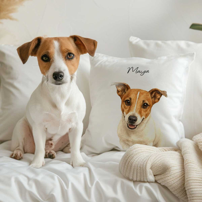 Custom Watercolor Portraits Using Pet Photo Personalized Pillow, Gift for Dogs Cats Lovers, Pet Lover Gift