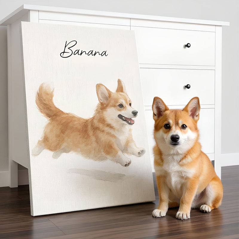Custom Watercolor Portraits Using Pet Photo Personalized Canvas, Gift for Dogs Cats Lovers, Pet Lover Gift