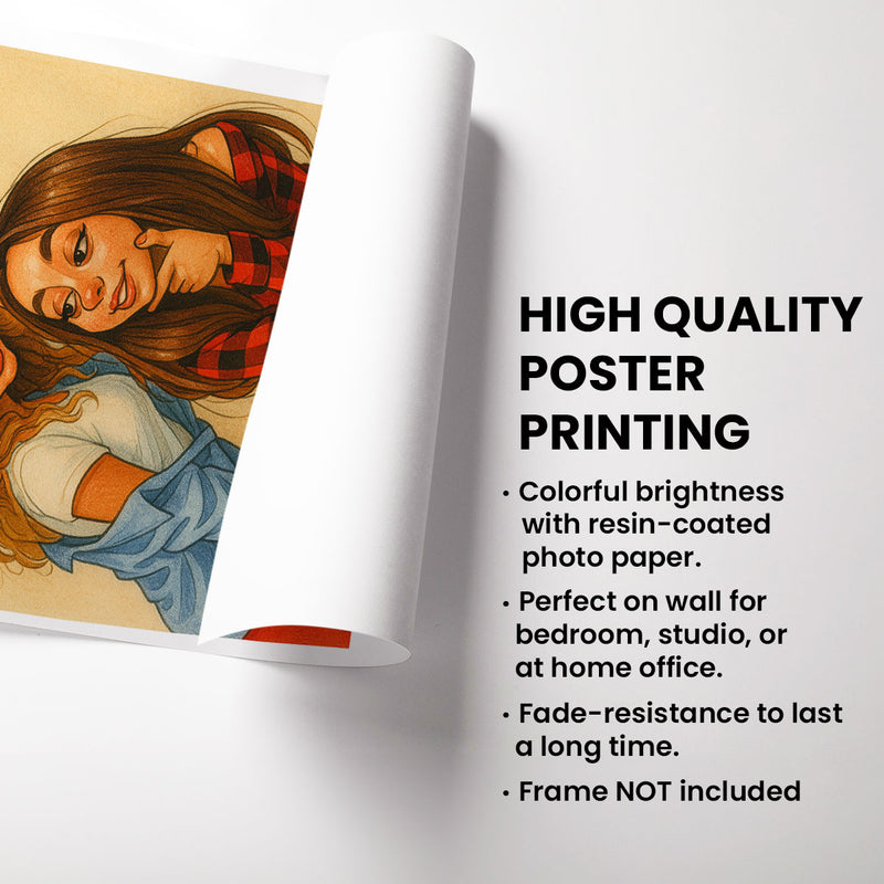 Custom Caricature Portrait from Photo Personalized Poster, Funny Gift for Couples, Friends, Pets, Family