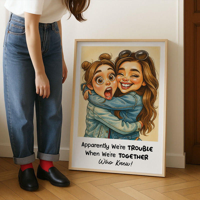 Custom Caricature Portrait from Photo Personalized Poster, Funny Gift for Couples, Friends, Pets, Family
