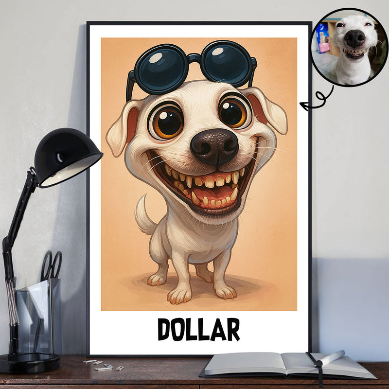 Caricature Dog Cat Photo Personalized Poster, Funny Gift for Pet Lovers