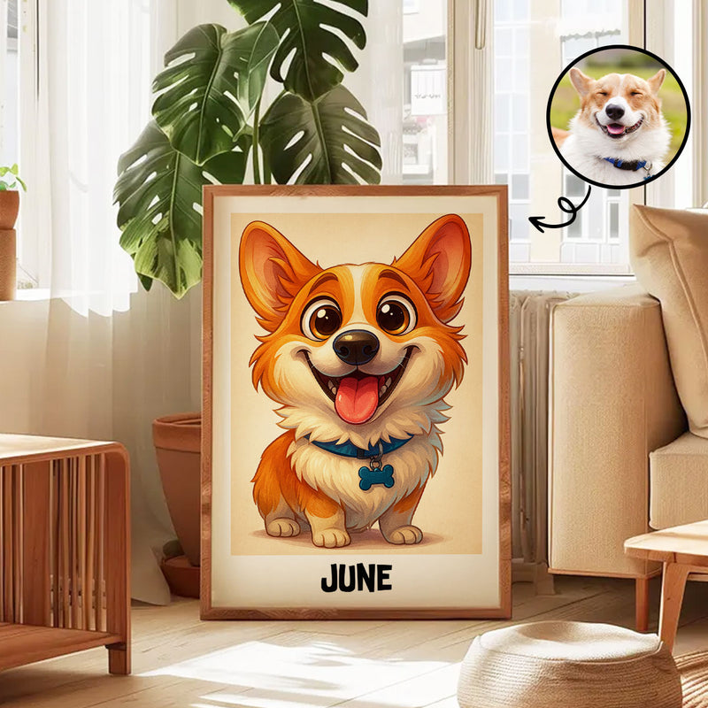 Caricature Dog Cat Photo Personalized Poster, Funny Gift for Pet Lovers