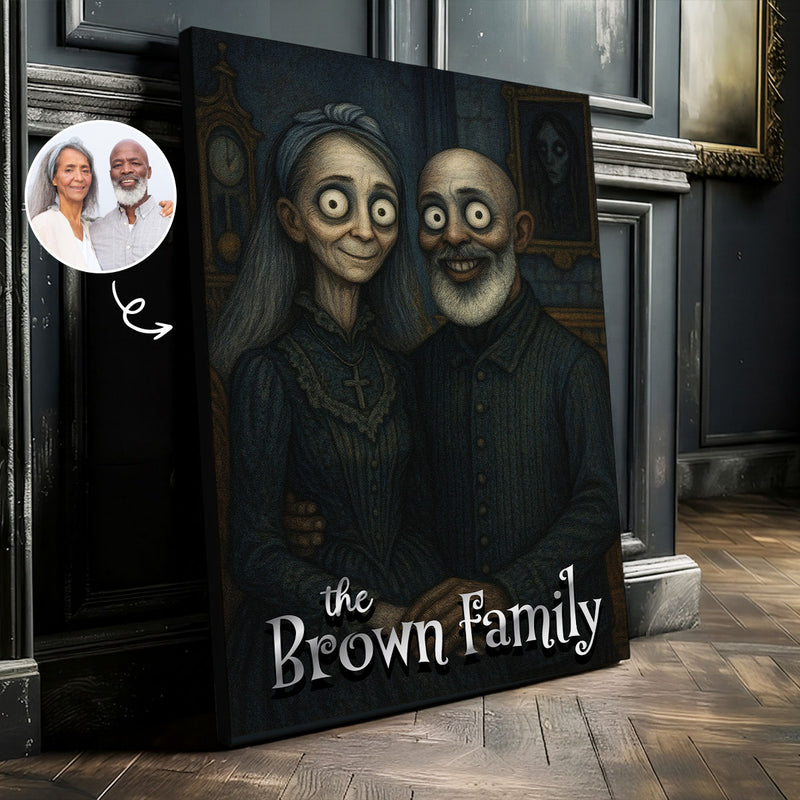 Custom Gothic Family Portrait from Photo Personalized Canvas, Halloween Decor
