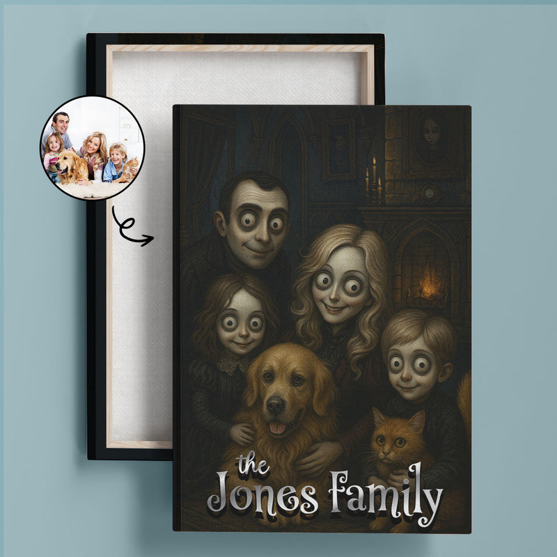 Custom Gothic Family Portrait from Photo Personalized Canvas, Halloween Decor