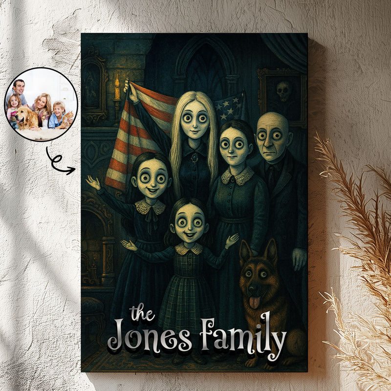 Custom Gothic Family Portrait from Photo Personalized Canvas, Halloween Decor