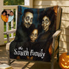Custom Gothic Family Portrait from Photo Personalized Fleece Blanket, Halloween Decor