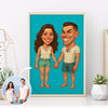 Custom Funny Couple Caricature Portrait Personalized Poster, Transform Your Photo into Hilarious Art