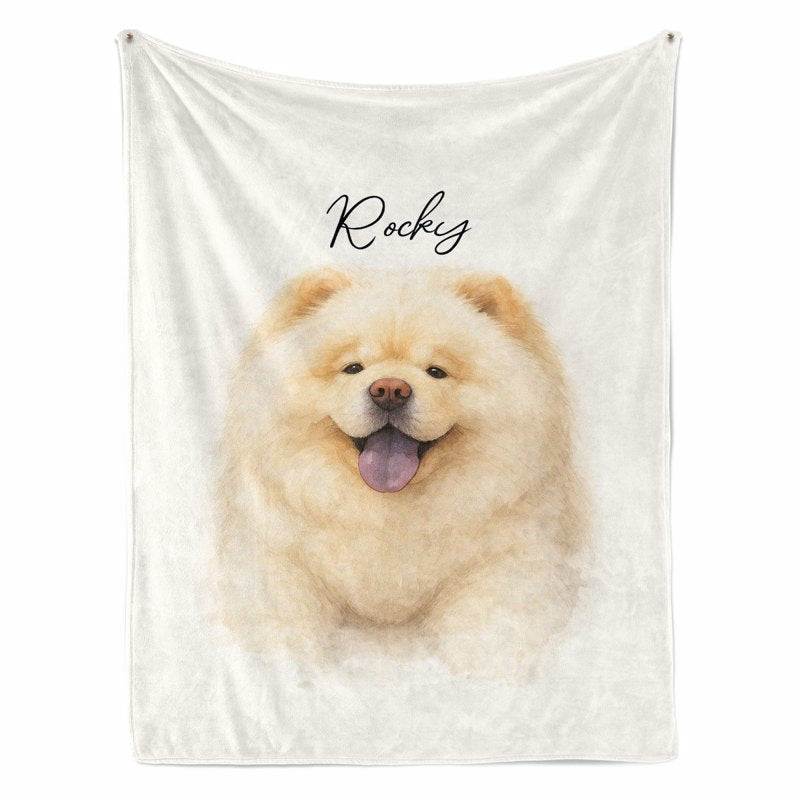 Custom Watercolor Portraits Using Pet Photo Personalized Fleece Blanket, Gift for Dogs Cats Lovers, Pet Lover Gift