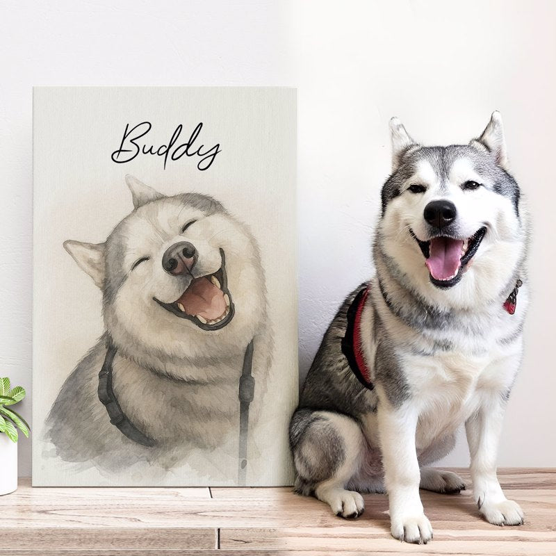 Custom Watercolor Portraits Using Pet Photo Personalized Canvas, Gift for Dogs Cats Lovers, Pet Lover Gift