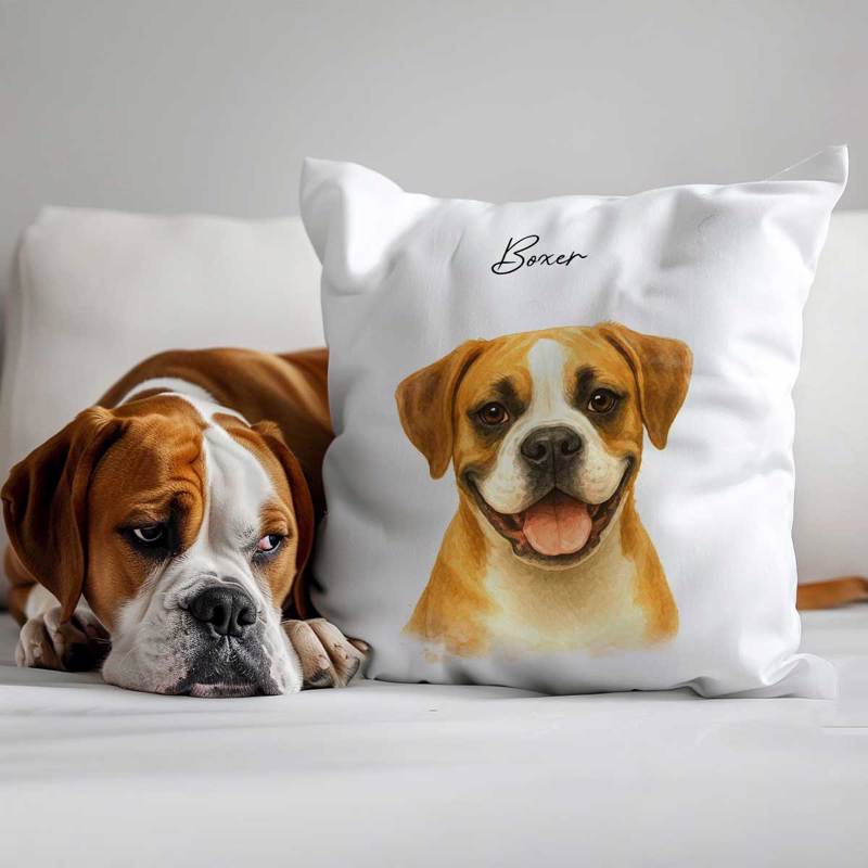 Custom Watercolor Portraits Using Pet Photo Personalized Pillow, Gift for Dogs Cats Lovers, Pet Lover Gift