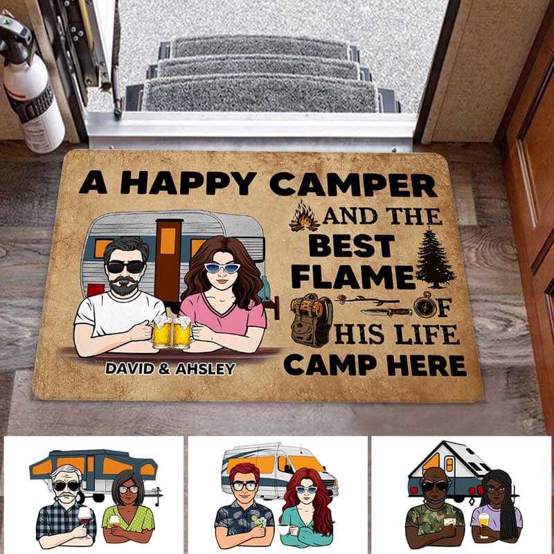 A Happy Camper And Best Flame Camp Here Personalized Doormat