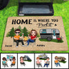Doll Couple Camping Home Is Where We Park - Personalized Doormat