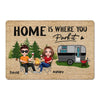 Doll Couple Camping Home Is Where We Park - Personalized Doormat