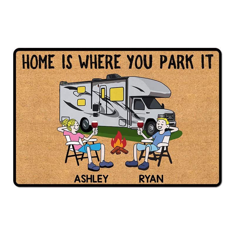 Home Is Where You Park It Camping Personalized Doormat