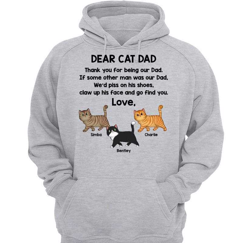 Dear Cat Dad Mom Walking Fluffy Cat Personalized Hoodie Sweatshirt