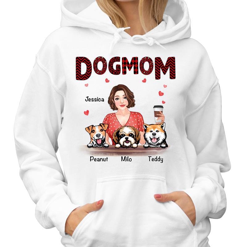 Dog Mom Patterned Pretty Girl Gift For Dog Mom Dog Lover Personalized Hoodie Sweatshirt