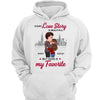 Doll Couple Kissing Skyline Gift For Him For Her Personalized Hoodie Sweatshirt