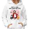Pretty Girl Loves Her Cat Personalized Hoodie Sweatshirt