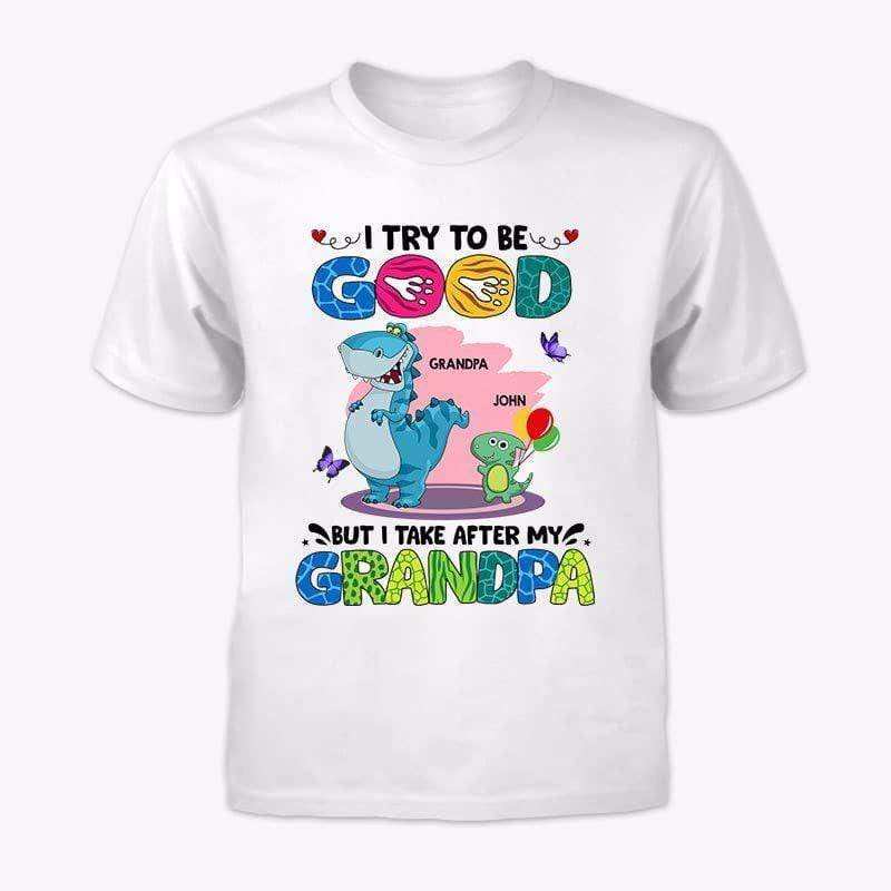 Dinosaur Kid Takes After Grandparents Personalized Youth Shirt
