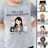Just A Girl Loves Cats Personalized Youth Shirt