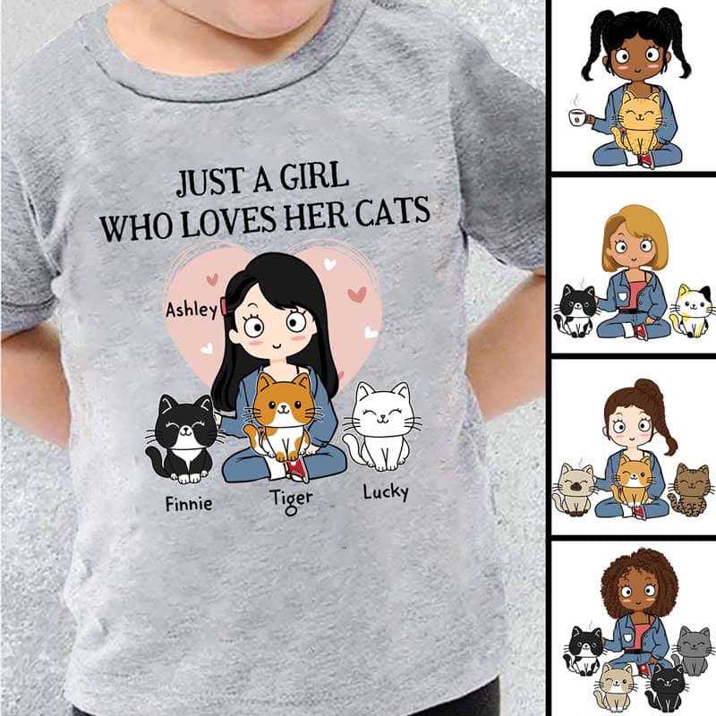 Just A Girl Loves Cats Personalized Youth Shirt