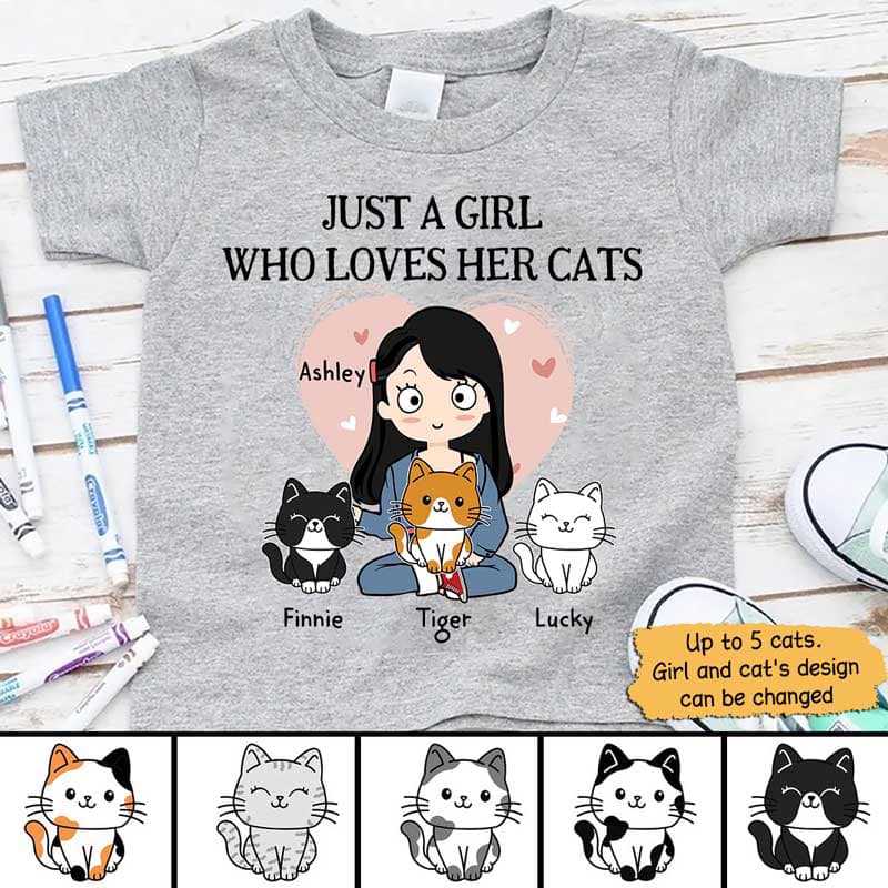Just A Girl Loves Cats Personalized Youth Shirt