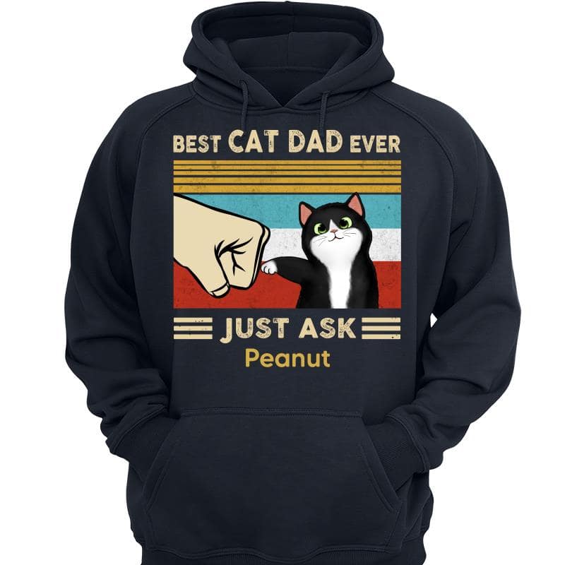 Best Cat Dad Fluffy Cat Personalized Shirt (Up to 9 Cats)